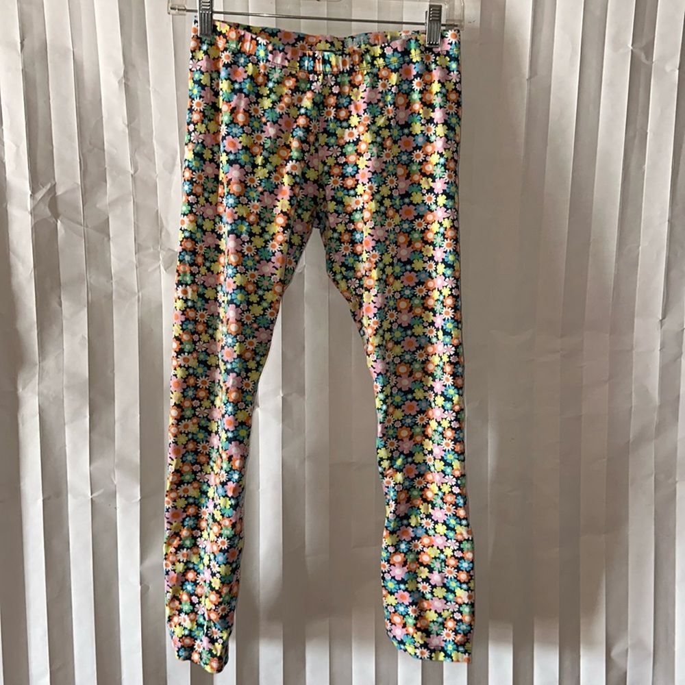 Wonder Nation Girls Black Floral Leggings Size XL (14/16) | Stretchy Casual Pant